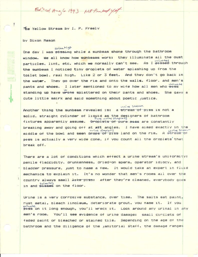 Page 1 of "The Yellow Stream by I. P. Freely